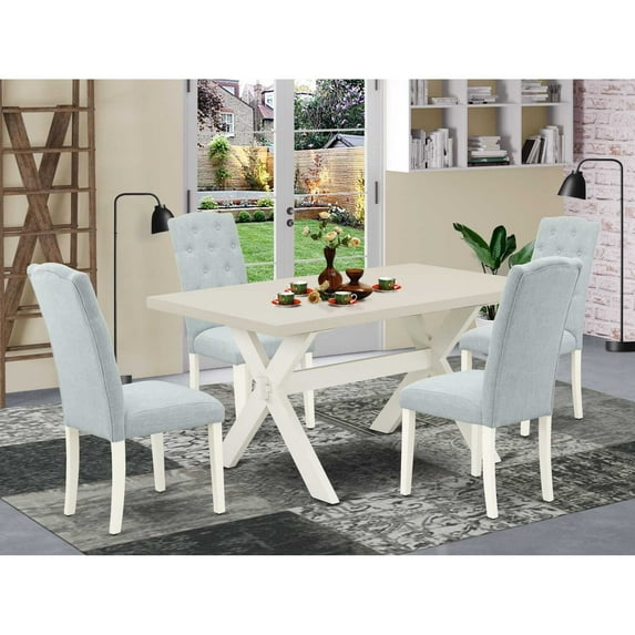 East West Furniture V627EL635-7 - 7-Piece Kitchen Set - 6 Upholstered Dining Chairs and Wood Table Hardwood Frame