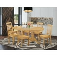 thumbnail image 1 of East West Furniture VAAN7-OAK-W Unique Kitchen Dinette Table & 6 Chairs, Oak, 1 of 5