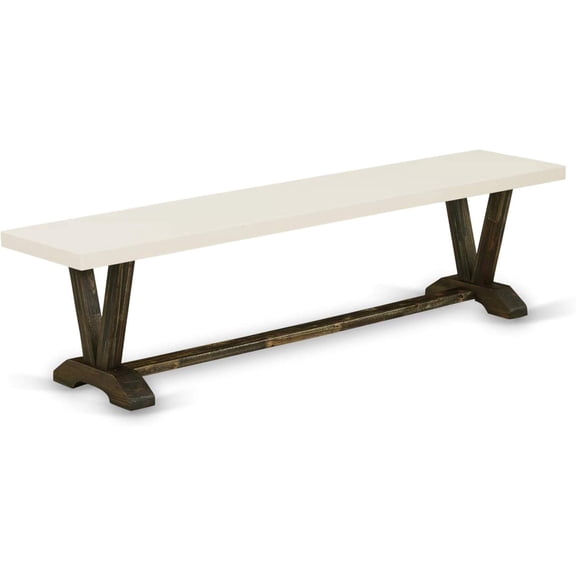 East West Furniture VB727 V-Style Modern Dinette Bench with Wooden Seat, 72" x 15" x 18"