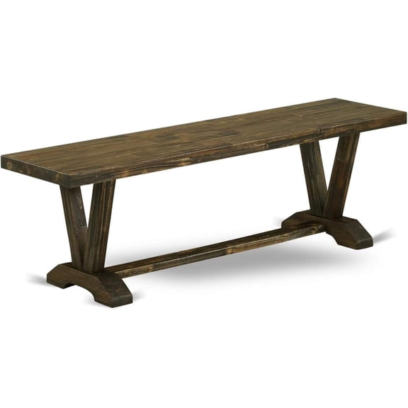 East West Furniture VB776 V-Style Modern Dining Bench with Wooden Seat, 60" L x 15" W x 18" H
