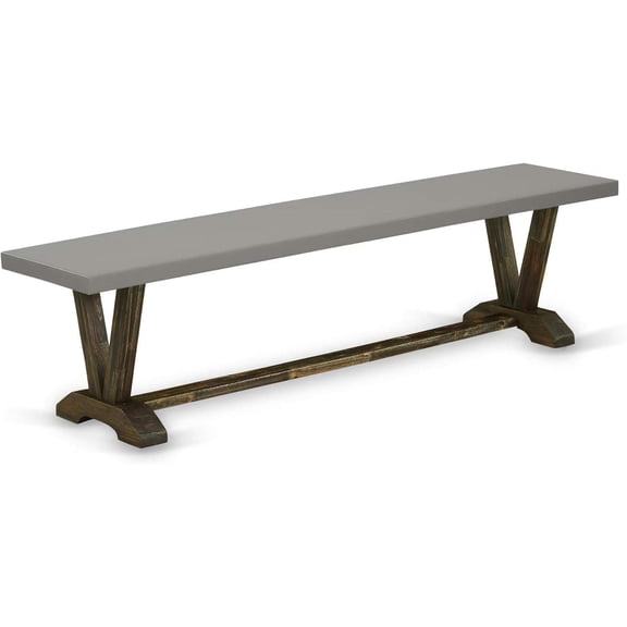 East West Furniture VB797 V-Style Modern Dining Bench, Solid Wood Seat, 72" L x 15" W x 18" H