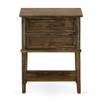 East West Furniture Valencia 16" Wood Nightstand with 2 Drawers in Brown