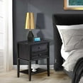 thumbnail image 1 of East West Furniture Valencia 16" Wood Nightstand with 2 Drawers in Brushed Black, 1 of 6
