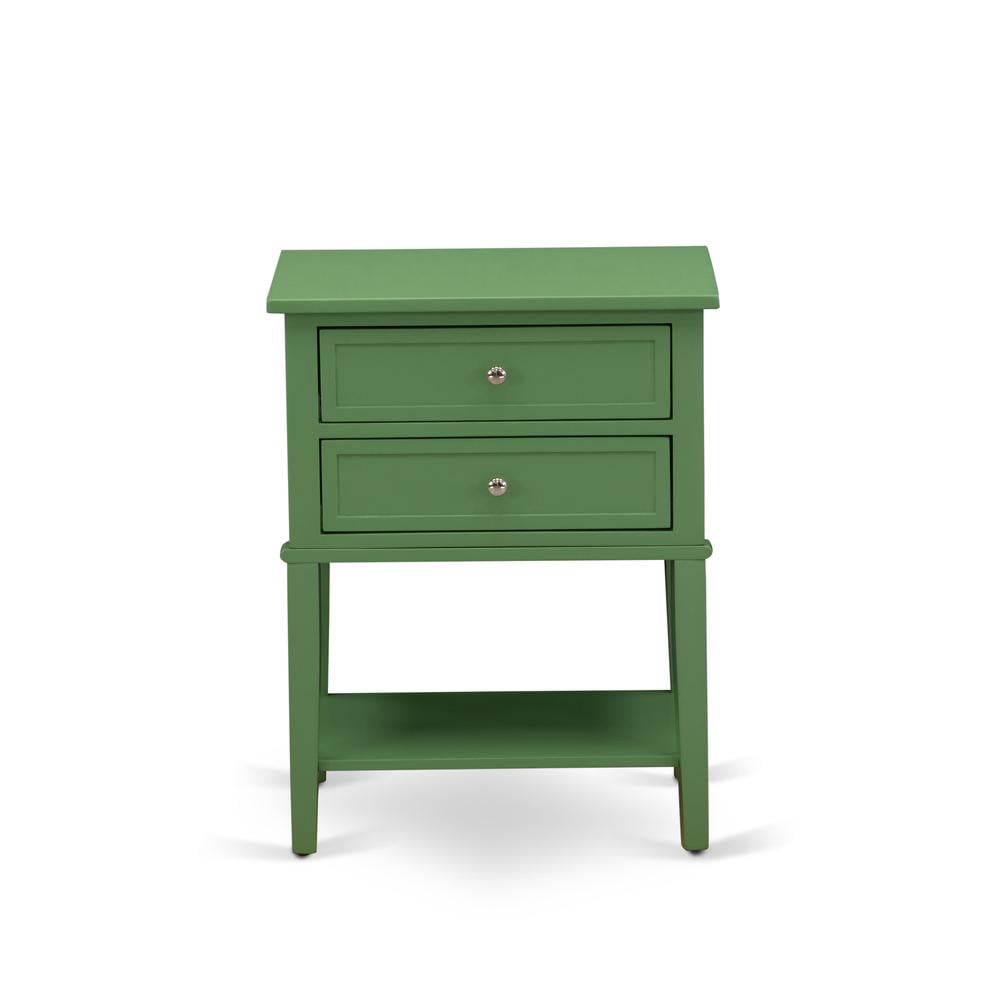 Clover Green 2-Drawer Mid Century Modern Wooden Nightstand