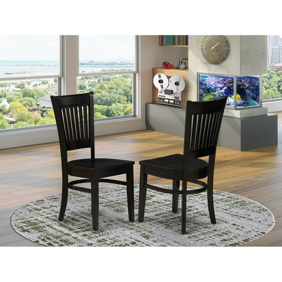 East West Furniture Dining Chair Oak, VAC-BLK-W