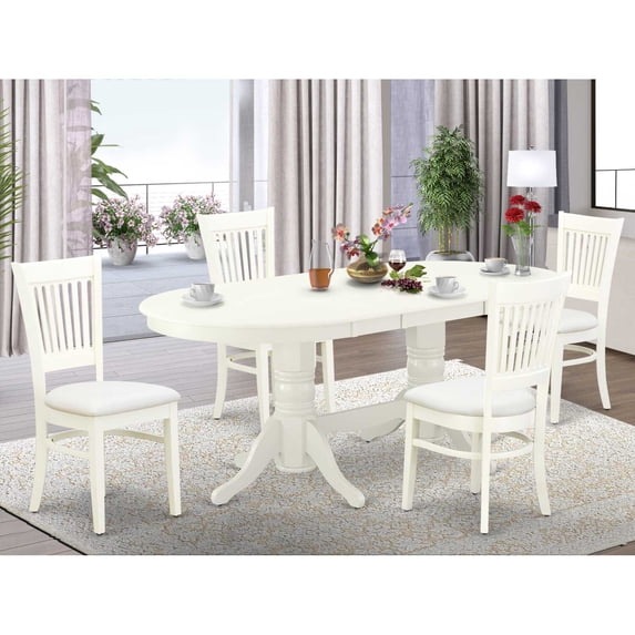East West Furniture Vancouver 5-piece Wood Dinette Set in Linen White