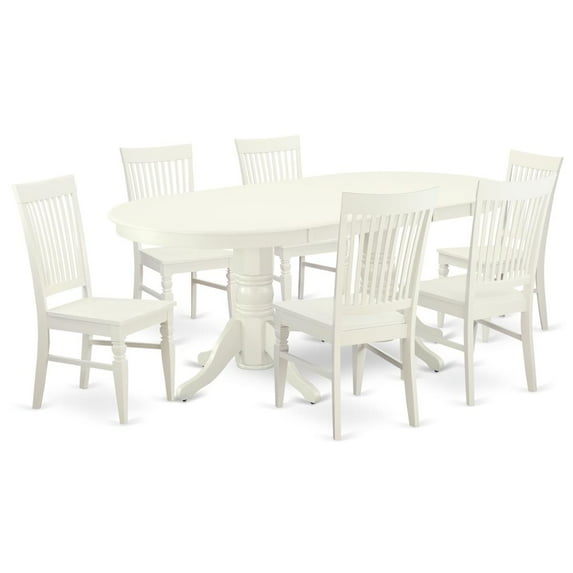 East West Furniture Dining Room Set Linen White, VAWE7-LWH-W