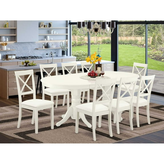 East West Furniture Dining Room Set Linen White, VABO9-LWH-LC