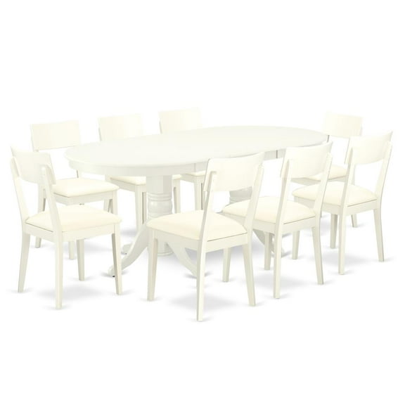 East West Furniture Vancouver 9-piece Dining Set with Leather Seat in White