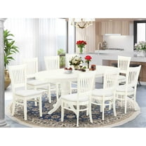East West Furniture Vancouver 9-piece Dining Set with Linen Seat in White