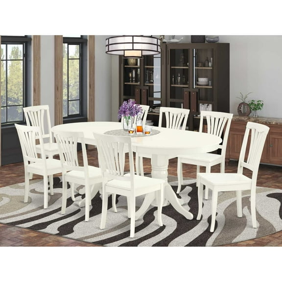 East West Furniture Dining Room Set Linen White, VAAV9-LWH-W