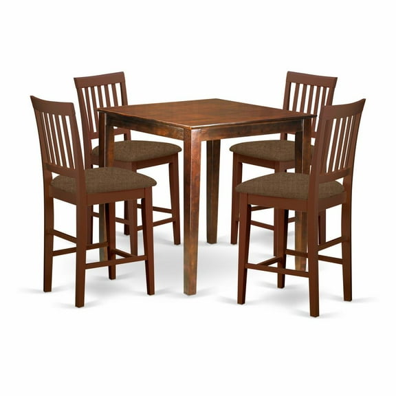 East West Furniture Vernon 5-piece Traditional Wood Dining Set in Mahogany
