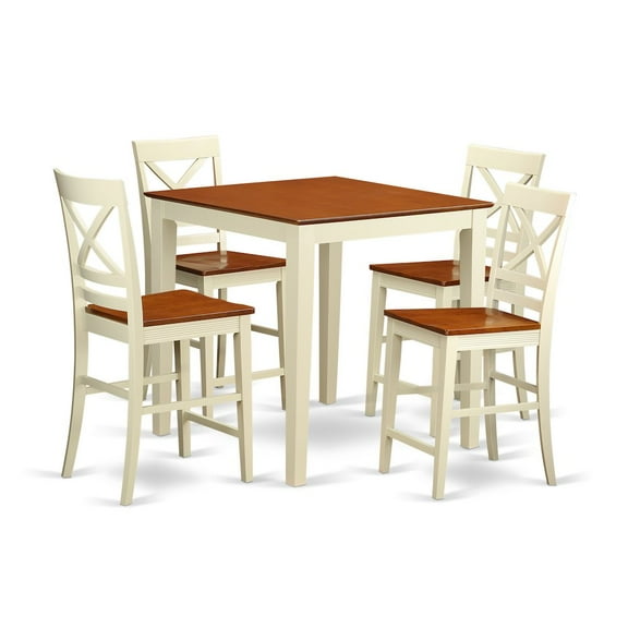 East West Furniture Vernon 5-piece Wood Counter Height Dining Set in Cherry