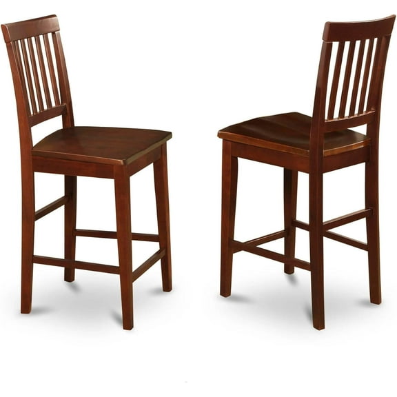 East West Furniture Vernon Modern Counter Stool-Pub Height Wooden Chairs, Set of 2, Mahogany