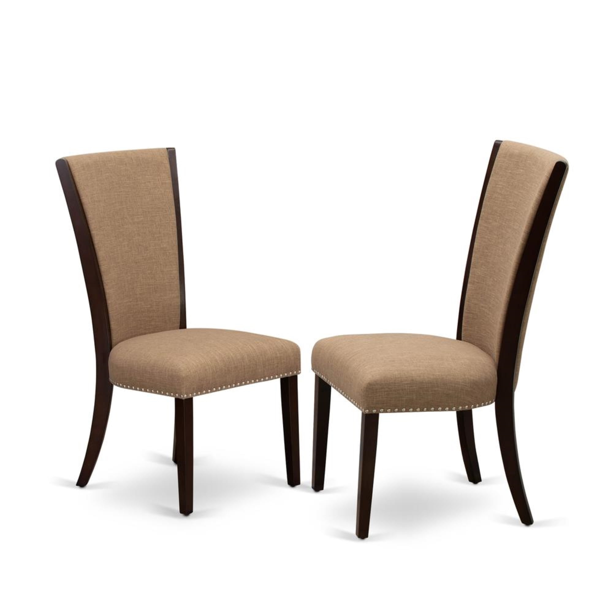 Gray Linen Upholstered Parsons Side Chair with Wood Frame