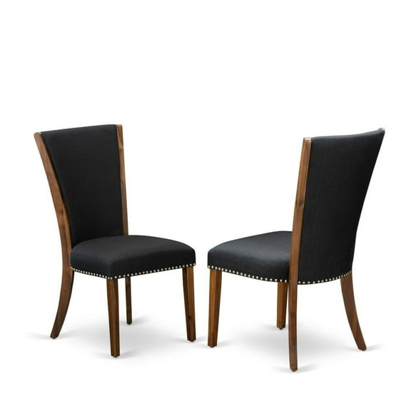 East West Furniture Verona 39" Fabric Dining Chairs in Walnut/Black (Set of 2)