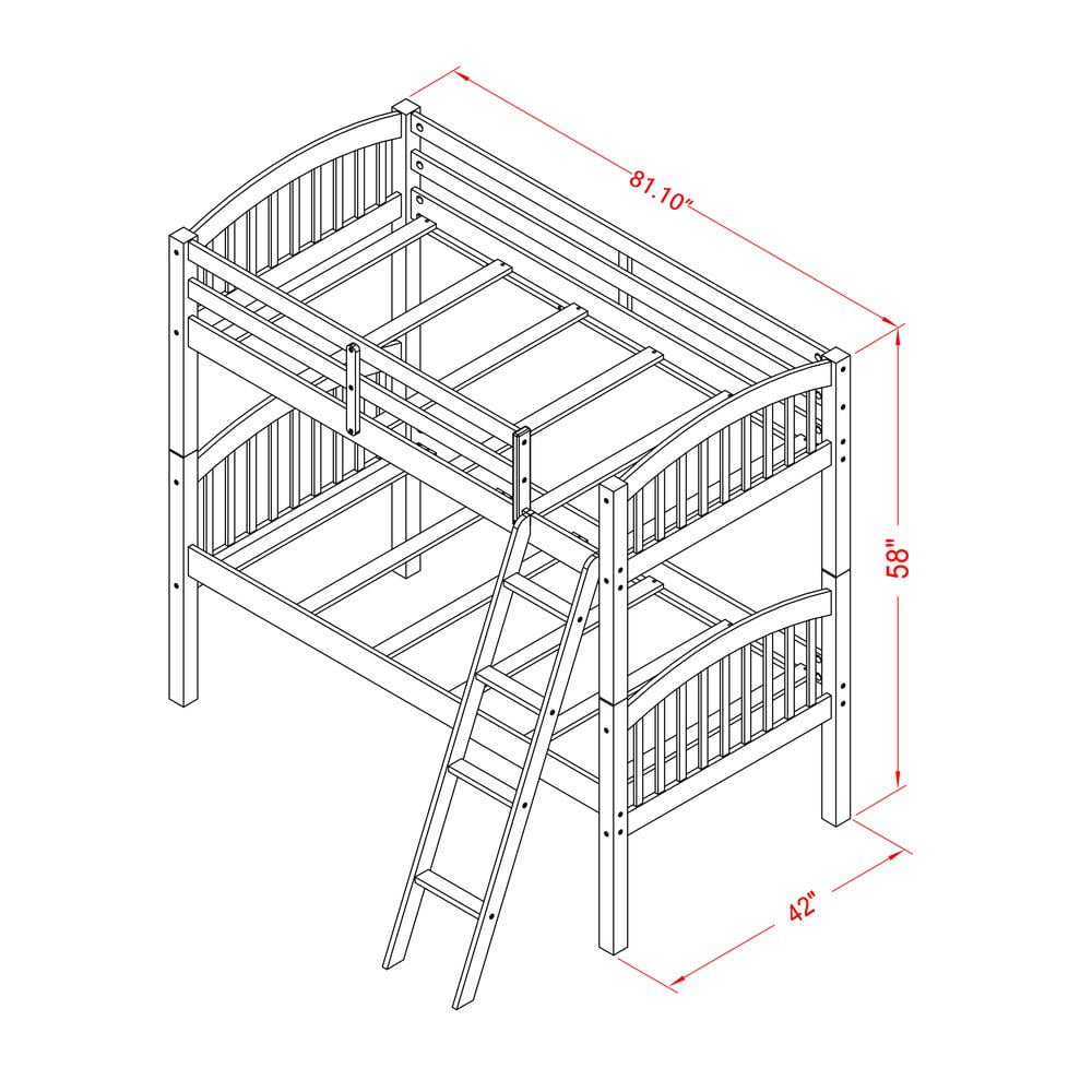 Java Bunk Bed East West Furniture Verona Twin Bunk Bed in Java Finish - Walmart.com