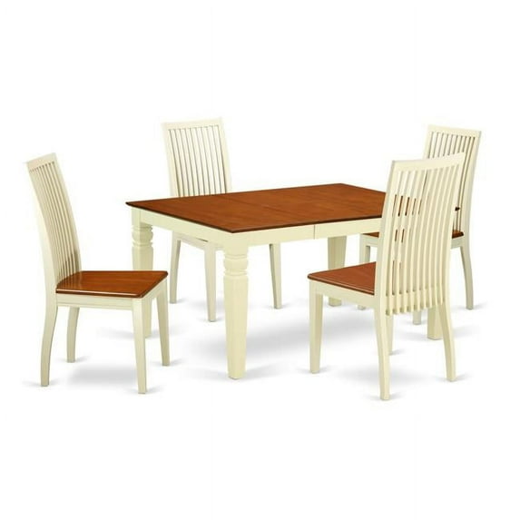 East West Furniture WEIP5-BMK-W 5 Piece Dinette Set, Buttermilk & Cherry
