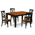 thumbnail image 1 of East West Furniture WEQU5-BCH-W Kitchen Set with 1 Weston Kitchen Table & Four Wood Seat Chairs, Luxurious Black - 5 Piece, 1 of 1