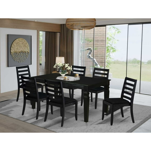 East West Furniture Weston 7-Piece Modern Dining Table Set in Black Finish