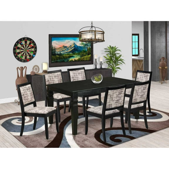East West Furniture Weston 7-Piece Modern Dining Table Set in Black Finish