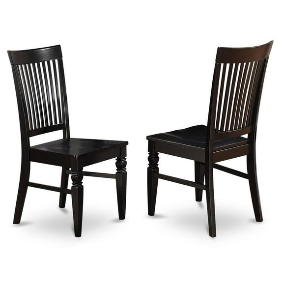 East West Furniture Weston 10" Wood Dining Chairs in Black (Set of 2)