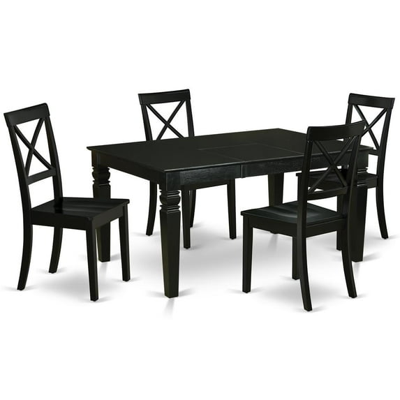 East West Furniture Dining Room Set Black, WEBO5-BLK-W