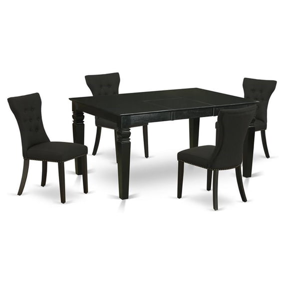 East West Furniture Weston 5-piece Wood Dining Room Set in Black