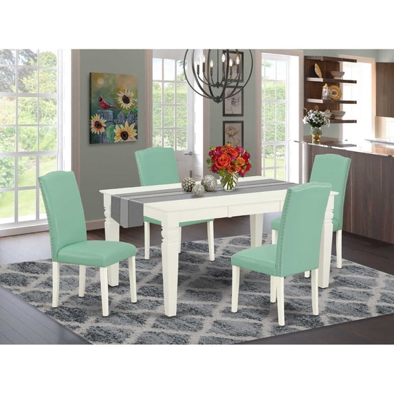 East West Furniture Dining Room Set Linen White, WEEN5-LWH-57