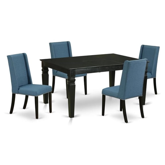 East West Furniture Weston 5-piece Wood Dining Table Set in Black
