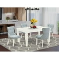 thumbnail image 1 of East West Furniture Weston 5-piece Wood Dining Table and Chair Set in White, 1 of 6