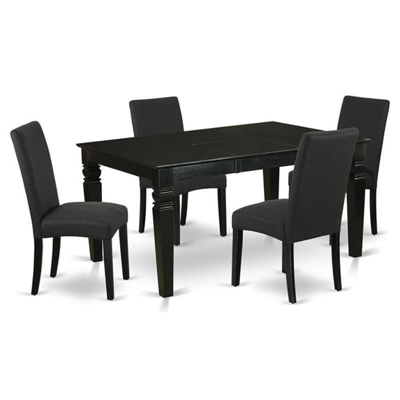 East West Furniture Weston 5-piece Wood Kitchen Set in Black