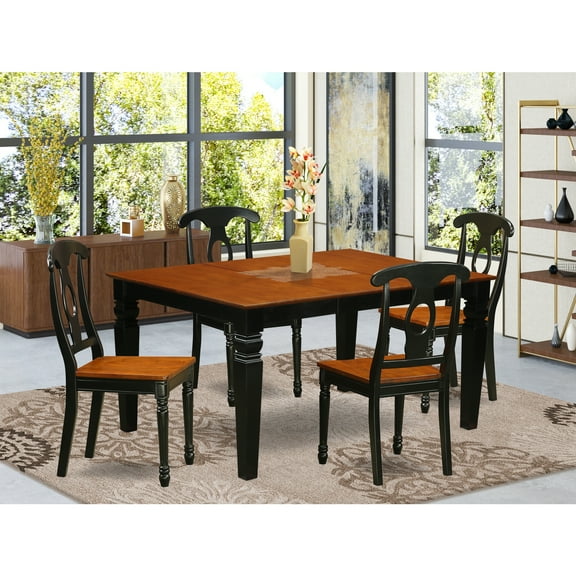 East West Furniture Weston 5-piece Wood Kitchen Table and Chair Set in Cherry