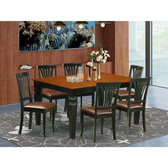 East West Furniture Weston 7-piece Wood Dining Room Set in Black/Cherry