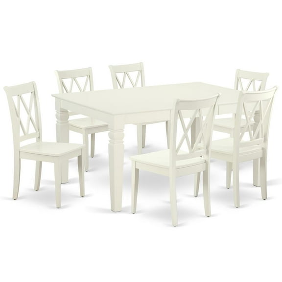 East West Furniture Dining Room Set Linen White, WECL7-LWH-W