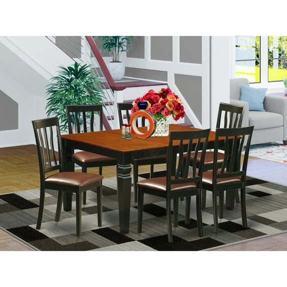East West Furniture Weston 7-piece Wood Kitchen Table Set in Black/Cherry