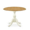 thumbnail image 1 of East West Furniture Wooden Dining Table with Drop Leaves - Oak Table Top and Linen White Pedestal Leg Finish, 1 of 2