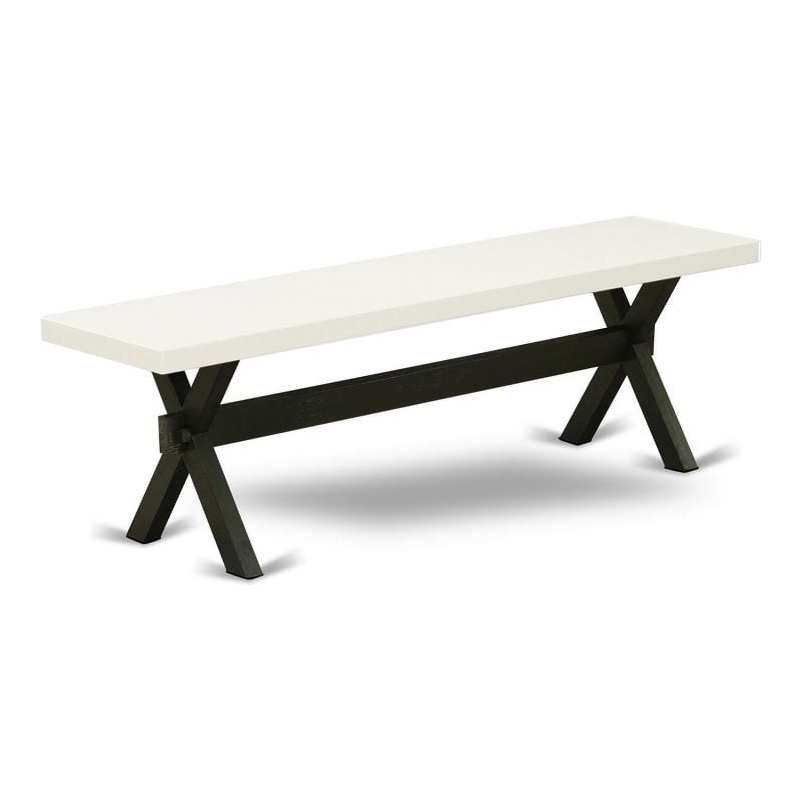 East West Furniture XStyle 15x60" Wood Dining Bench in Black/Linen