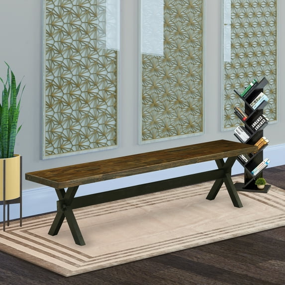 X-Style 15x72 in Dining Bench with Wirebrushed Black Leg and Distressed Jacobean 418 Top finish