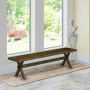 East West Furniture X-Style 15x72" Wood Dining Bench in Jacobean Brown