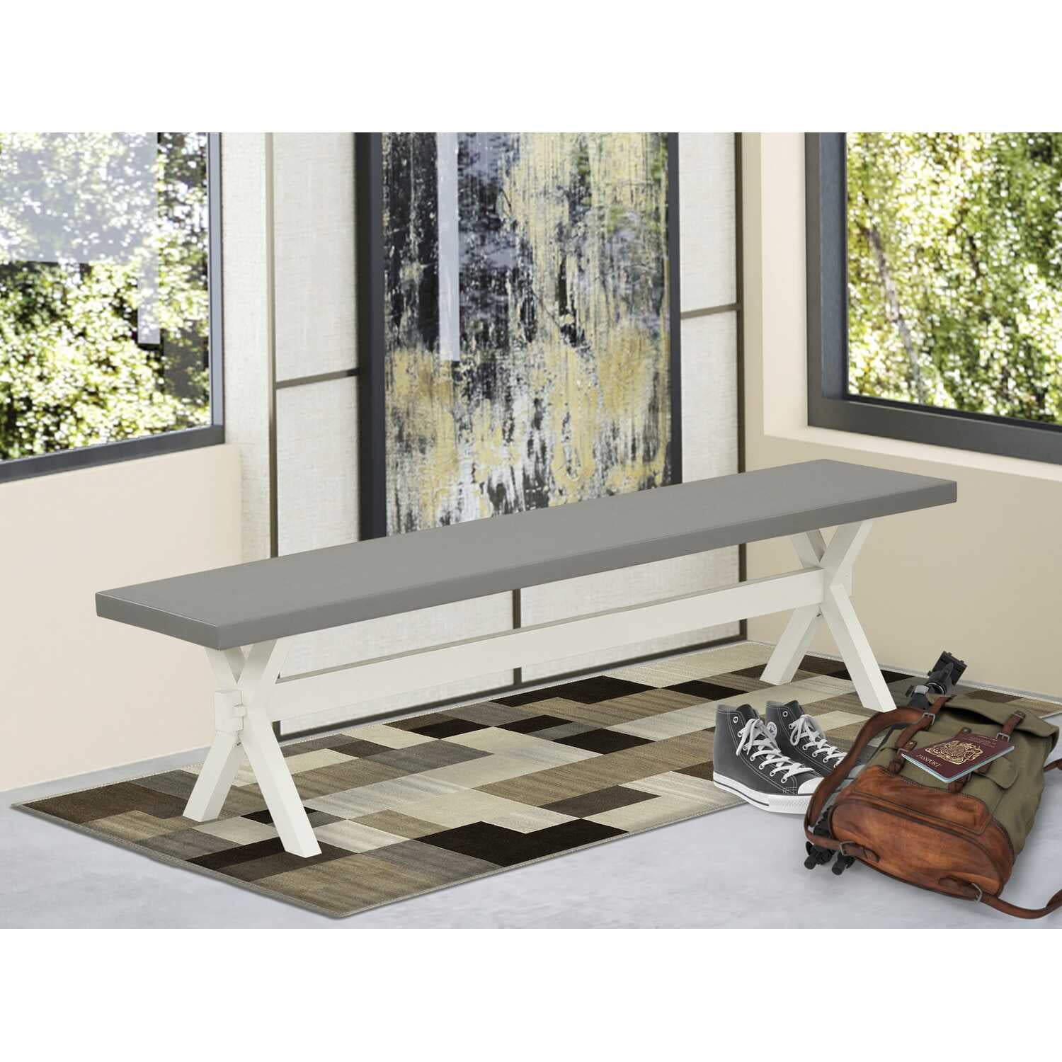 【sachi】WHITE_WOOD_BENCH Wood Bench White Distressed | Furniture Dash