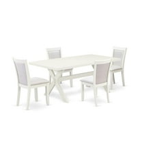 East West Furniture X027MZ001-5 5-Pc Dining Table Set Includes a Kitchen Table and 4 Cream Modern Dining Chairs - Wire Brushed Linen White Finish
