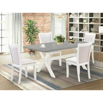 East West Furniture X-Style 5-Piece Wood Dining Set in Cement/White/Cream