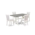thumbnail image 1 of East West Furniture 5-Piece Modern Dining Table Set Includes a Mid Century Dining Table and 4 Cream Linen Fabric Dinning Room Chairs with Stylish Back - Wire Brushed Linen White Finish, 1 of 2