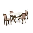 thumbnail image 1 of East West Furniture X726MZ716-5 5 Pc Modern Dining Set - A Table with Trestle Base and 4 Modern Chairs For Dining Room - Distressed Jacobean Finish, 1 of 8