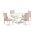 thumbnail image 1 of East West Furniture 5-Piece Modern Dining Table Set a Great Linen White Modern Dining Table Top and 4 Wonderful Linen Fabric Parson Dining Room Chairs with Nails Head and Stylish Chair Back, Linen..., 1 of 3