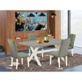 thumbnail image 1 of East West Furniture 5-Piece Dining Room Table Set- 4 padded parson chairs with Smoke Linen Fabric Seat and Button Tufted Chair Back - Rectangular Table Top & Wooden Cross Legs - Cement and Linen..., 1 of 10
