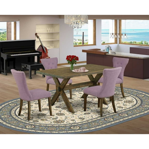 East West Furniture X-Style 5-piece Wood Kitchen Set in Jacobean Brown