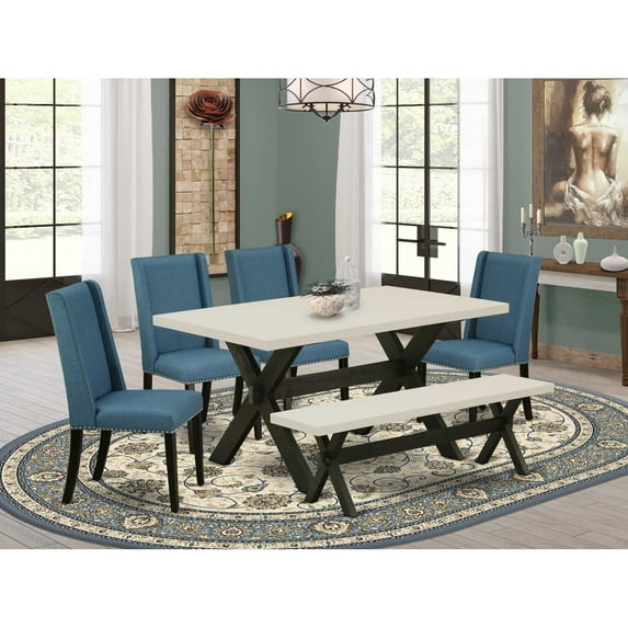 East West Furniture X-Style 6-piece Wood Dinette Set in Black