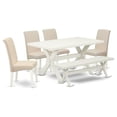 thumbnail image 1 of East West Furniture X-Style 6-piece Wood Dining Set in Linen White/Cream, 1 of 8